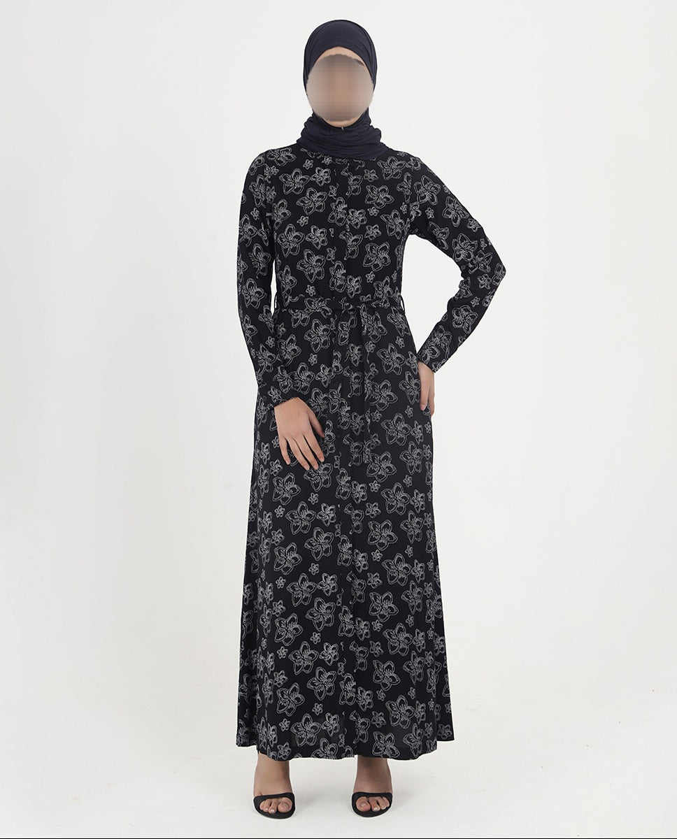 Silk Route - Floral Grace Printed Rayon Abaya 0270A