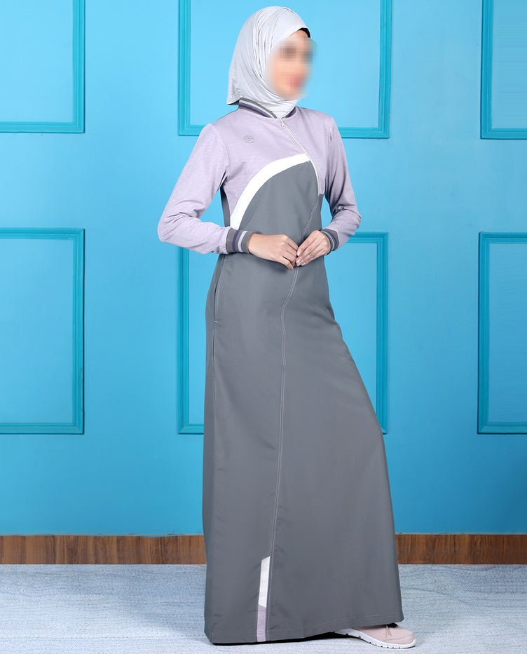 Silk Route - Urban Grey Contrast Color Jilbab