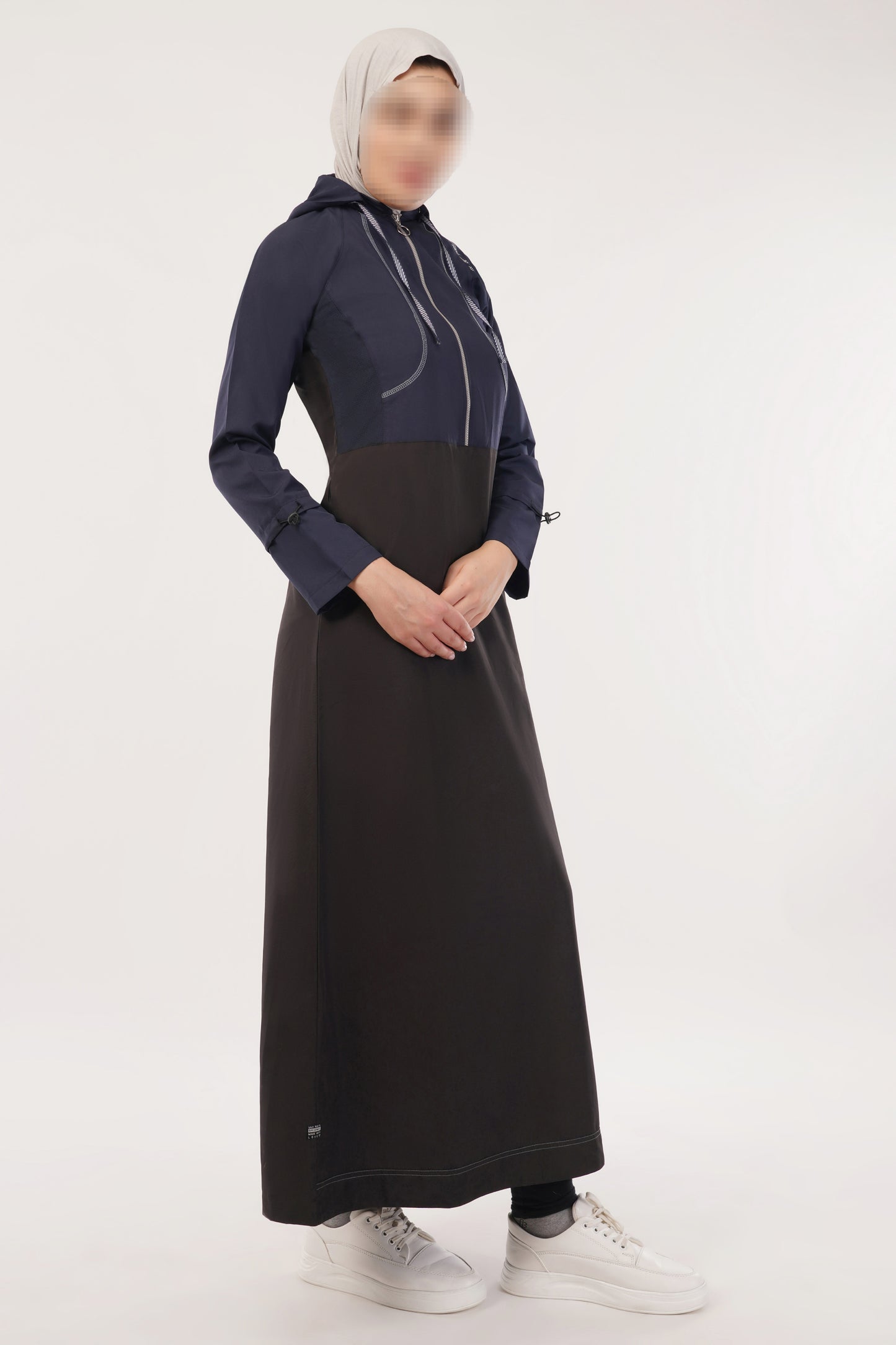 DualTone Hooded Black and Navy Jilbab 0727A