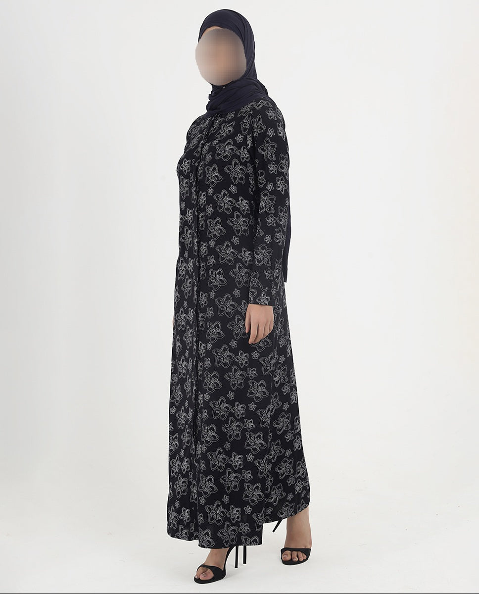 Silk Route - Floral Grace Printed Rayon Abaya 0270A