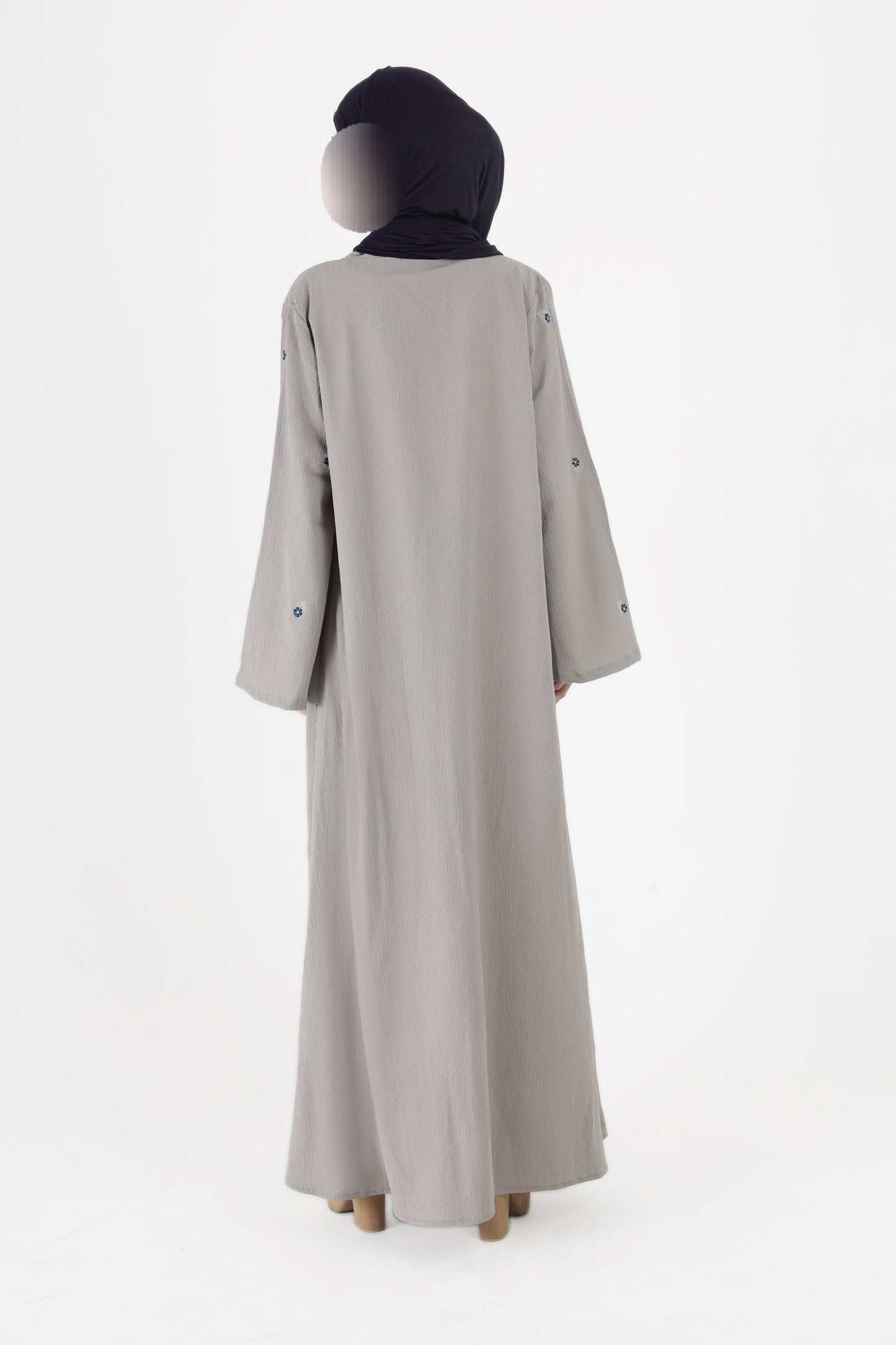 Silk Route - Mist Grey Floral Abaya 0108B