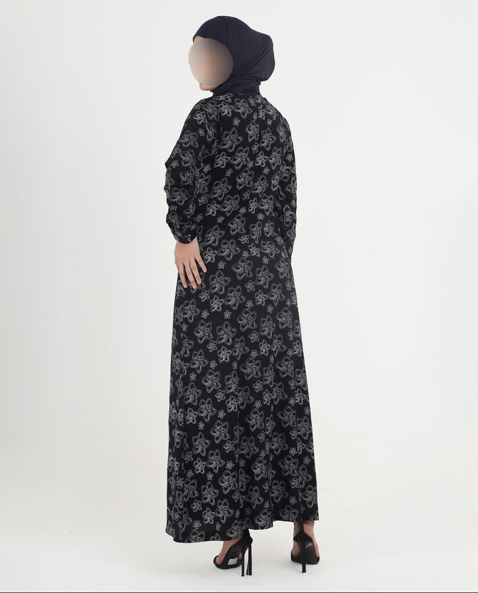 Silk Route - Floral Grace Printed Rayon Abaya 0270A