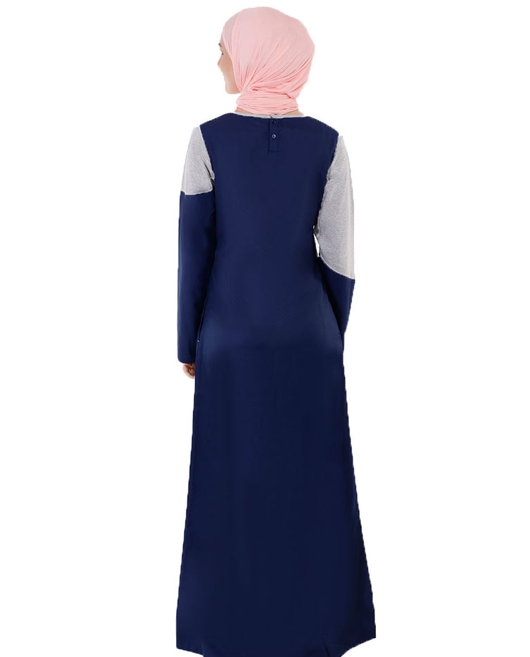 Silk Route - Contrast Grey Jersey Panel Jilbab