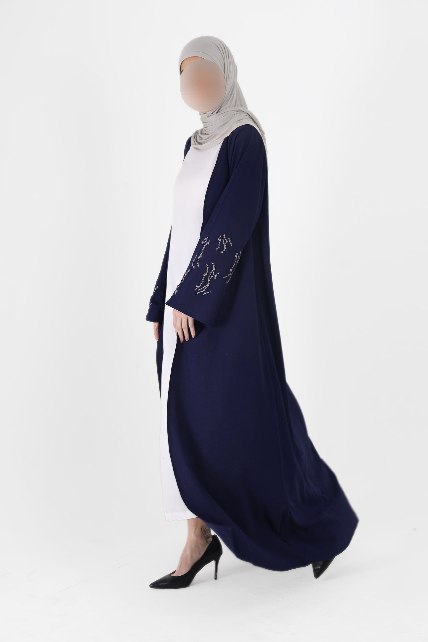 Silk Route - Navy Blue Embroidered Abaya 0109B