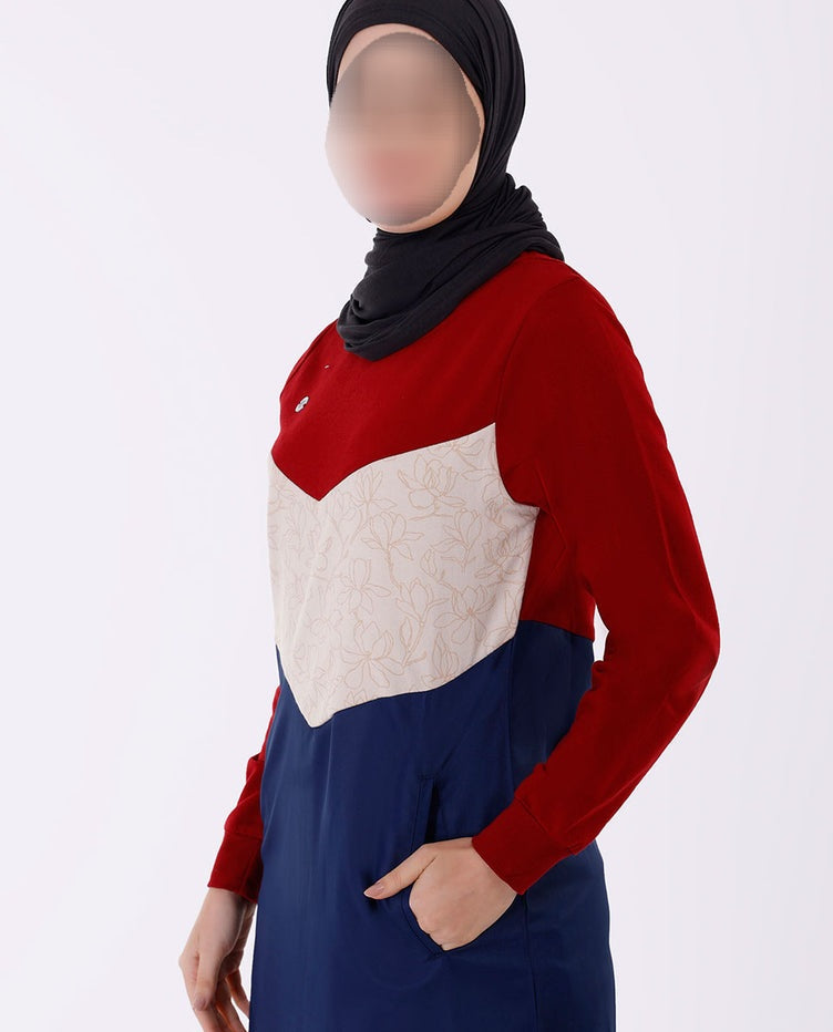 Silk Route -Colour panel & Floral Print Jilbab