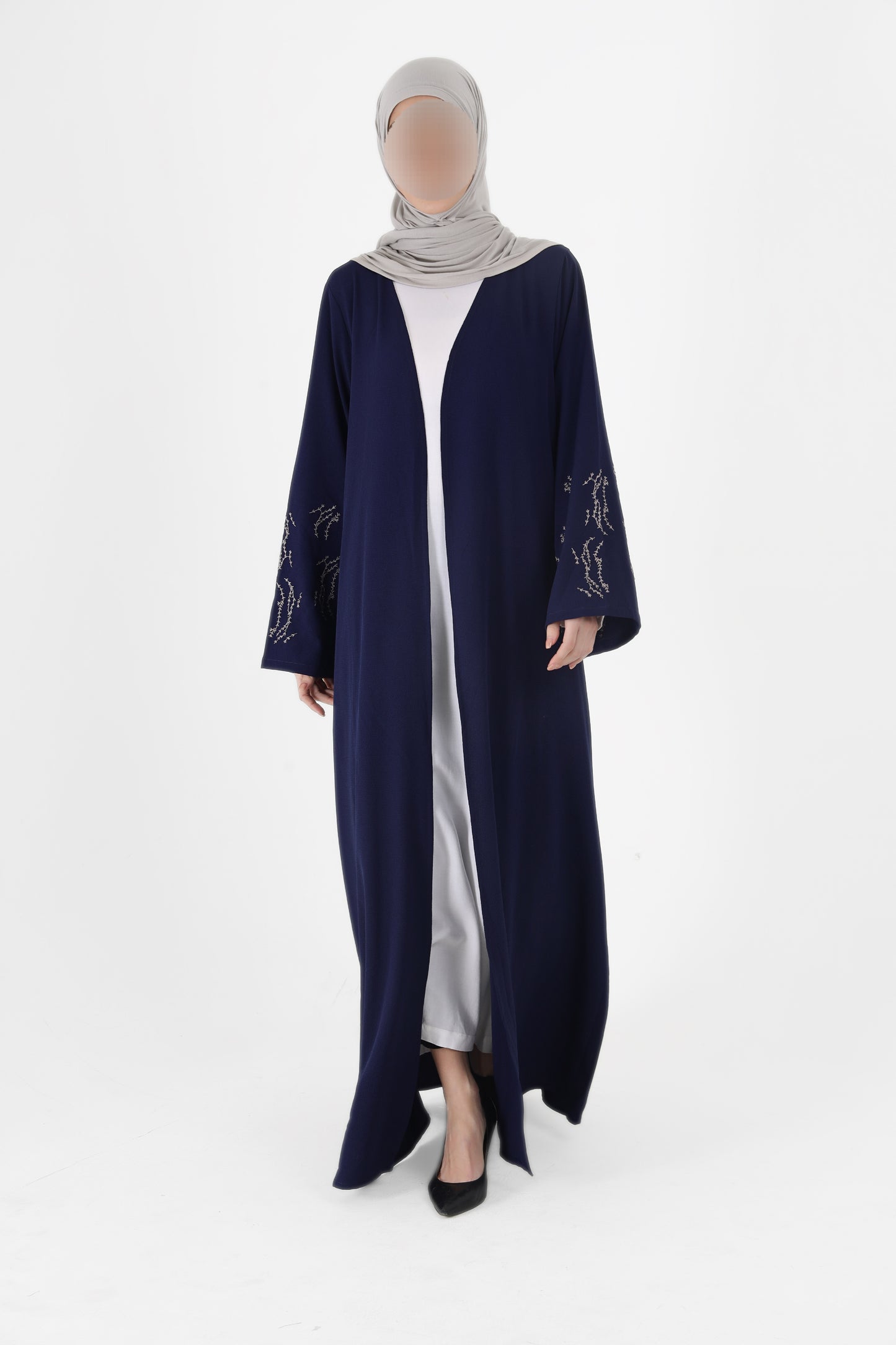Silk Route - Navy Blue Embroidered Abaya 0109B