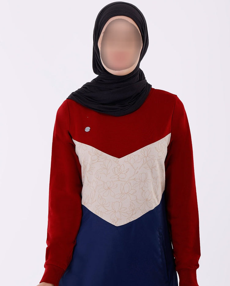 Silk Route -Colour panel & Floral Print Jilbab