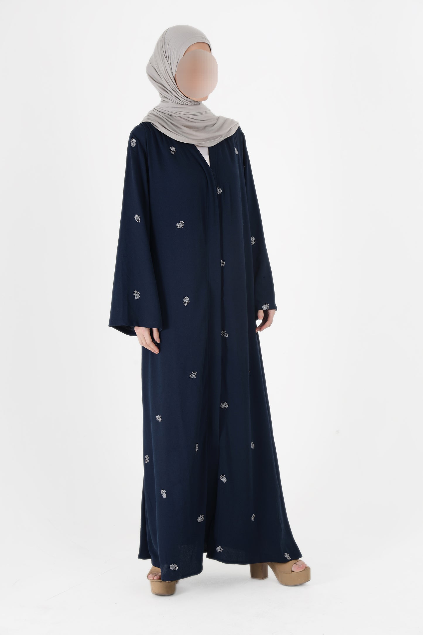 Silk Route - Navy Blue Floral Abaya 0108A