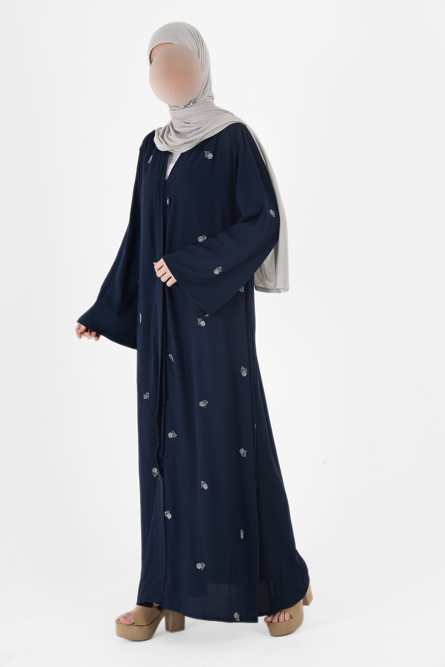 Silk Route - Navy Blue Floral Abaya 0108A