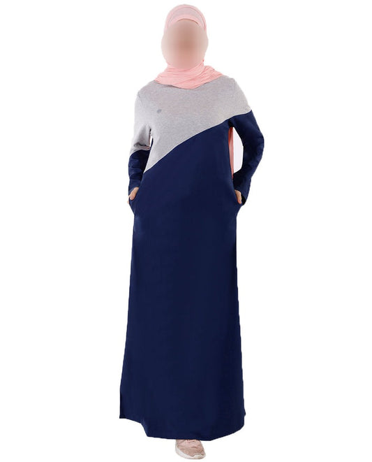 Silk Route - Contrast Grey Jersey Panel Jilbab