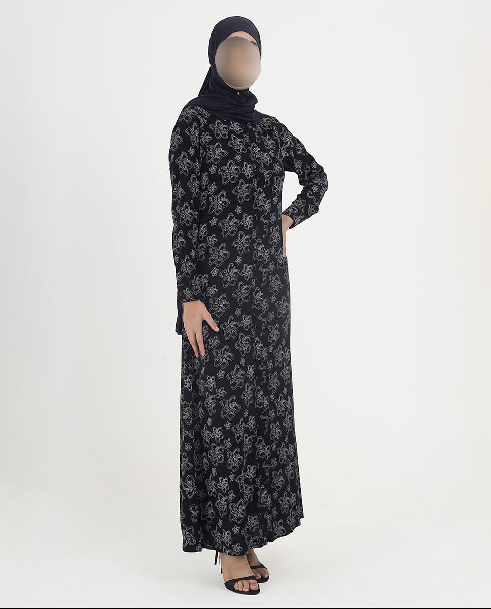 Silk Route - Floral Grace Printed Rayon Abaya 0270A