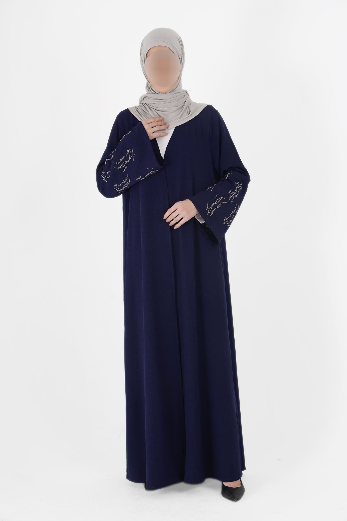 Silk Route - Navy Blue Embroidered Abaya 0109B