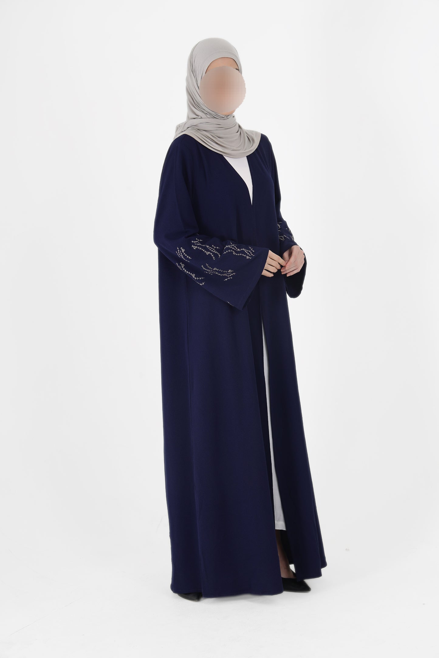 Silk Route - Navy Blue Embroidered Abaya 0109B