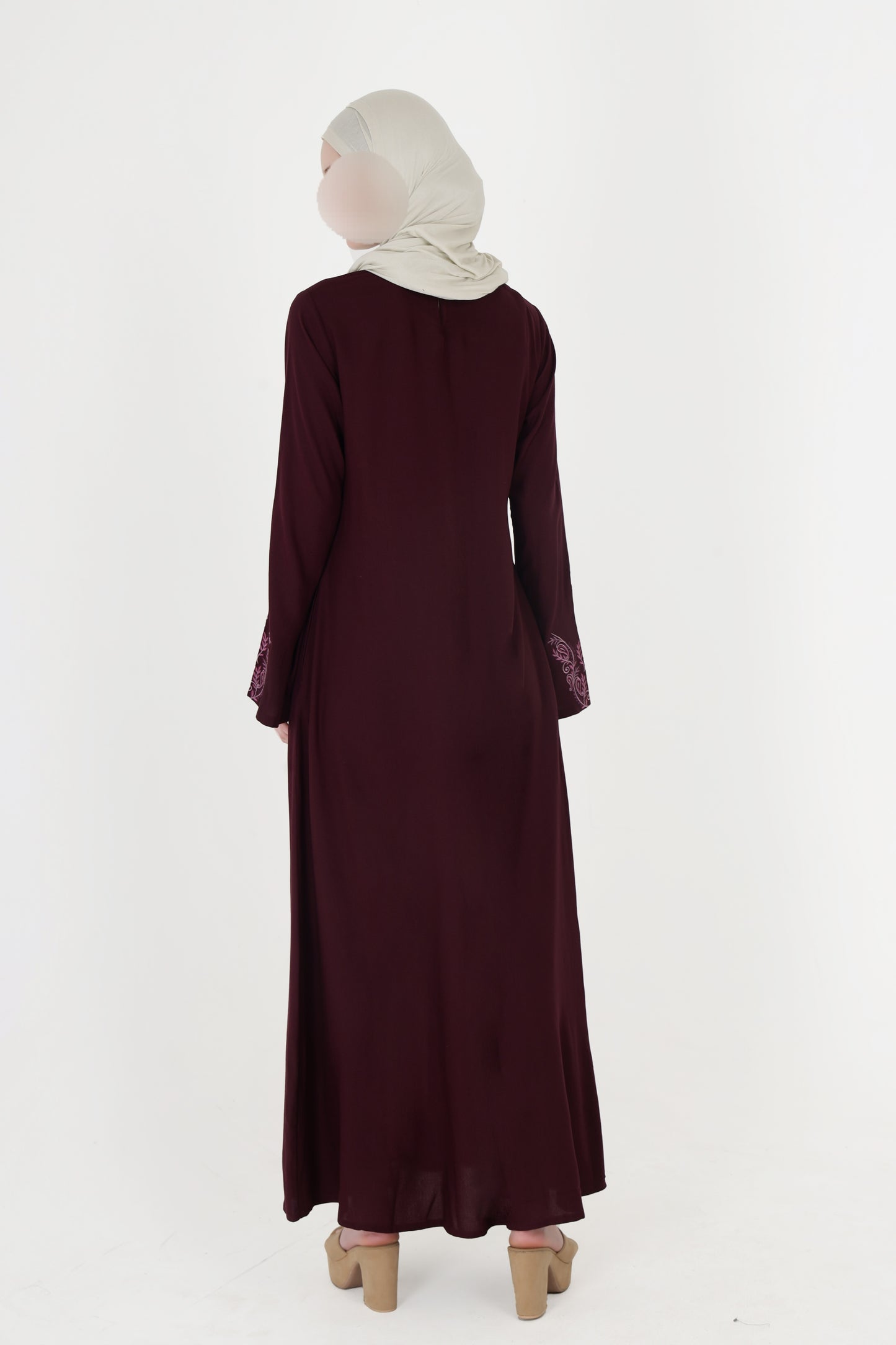 Silk Route - Feminine Bliss Plum Embroidered Abaya 0272B