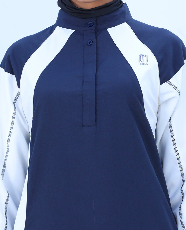 Silk Route - Midnight Blue Contrast Panel Jilbab