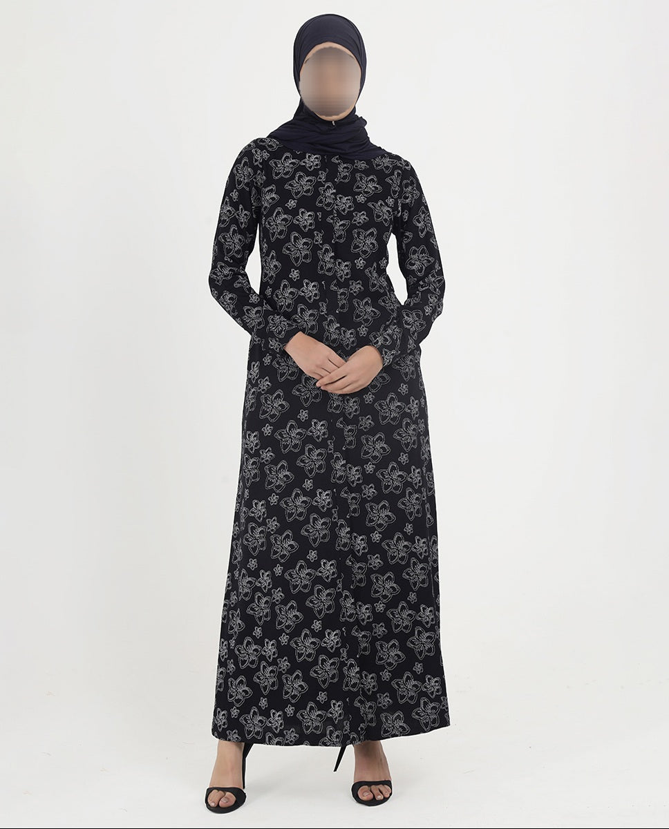 Silk Route - Floral Grace Printed Rayon Abaya 0270A