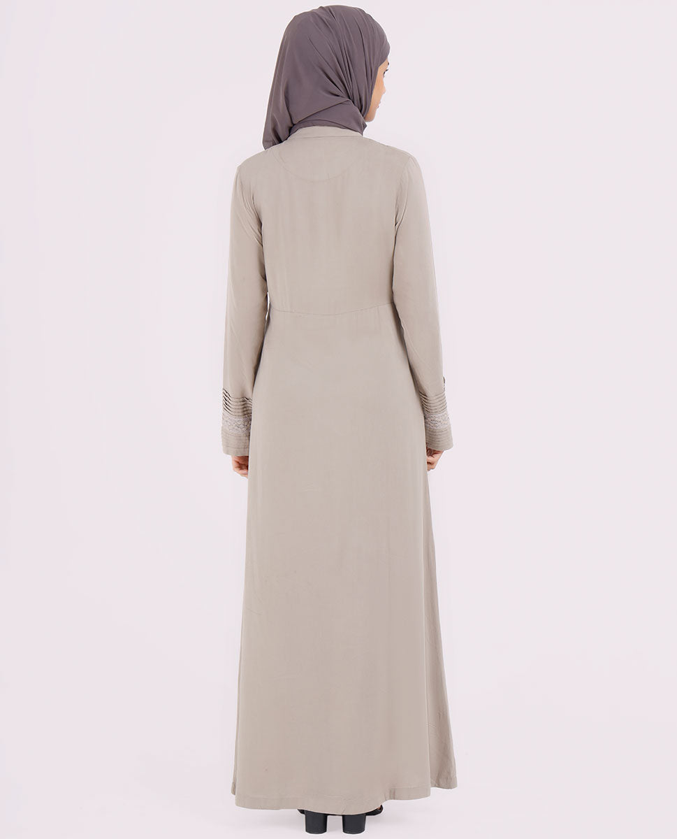 Dusty Brown Pleated Abaya