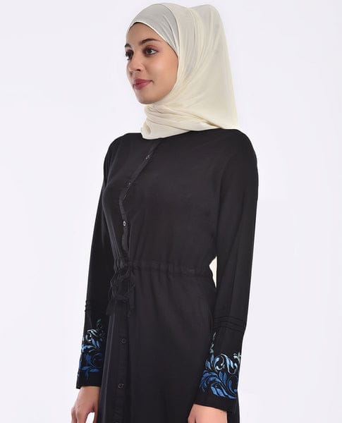 Embroidered Midnight Black Abaya