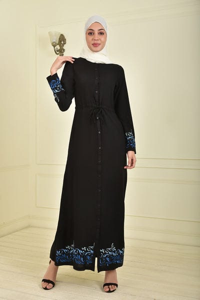 Embroidered Midnight Black Abaya