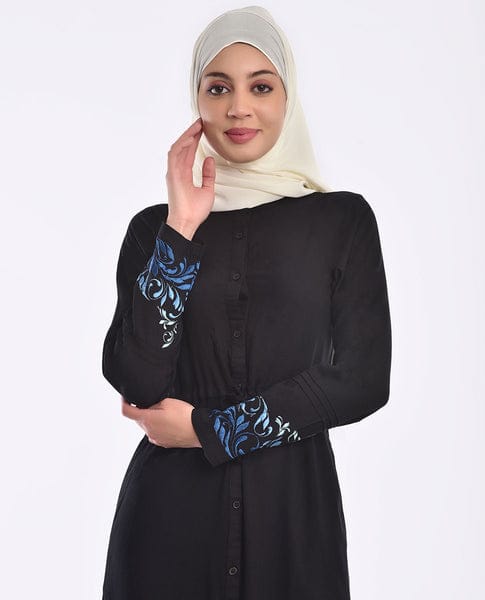 Embroidered Midnight Black Abaya