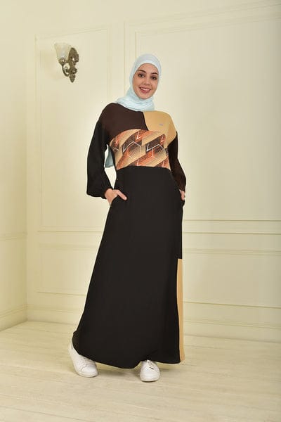 Geo print smart black jilbab