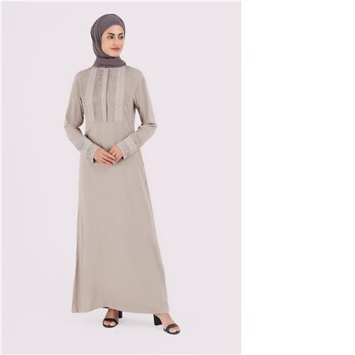 Dusty Brown Pleated Abaya